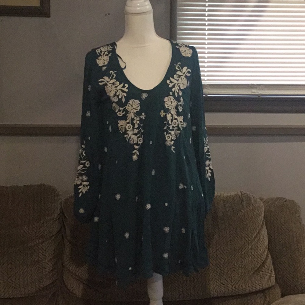 Free People Blue Tunic Top